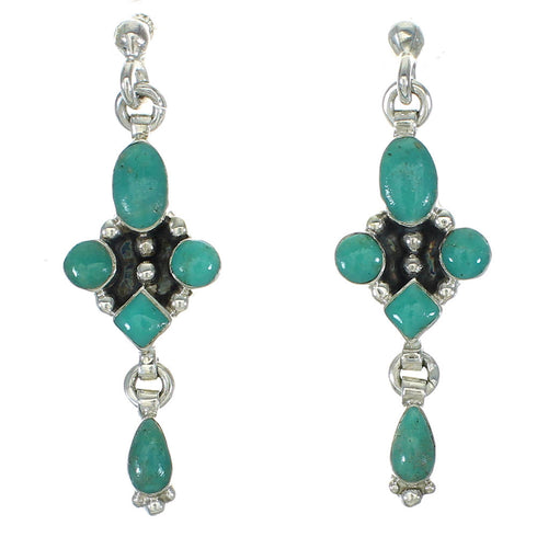 Silver Turquoise Post Dangle Earrings AX71523
