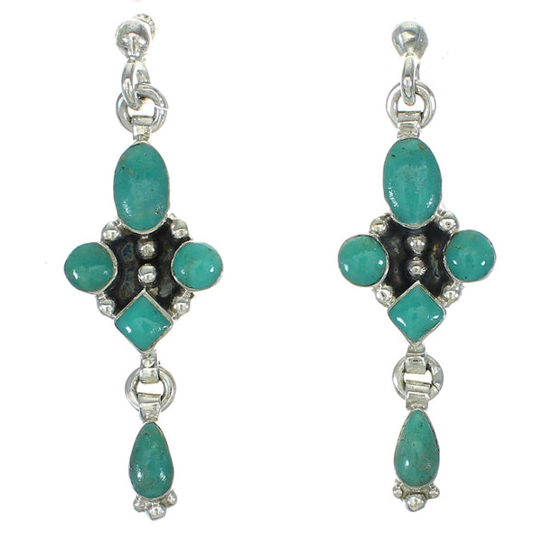 Silver Turquoise Post Dangle Earrings AX71523