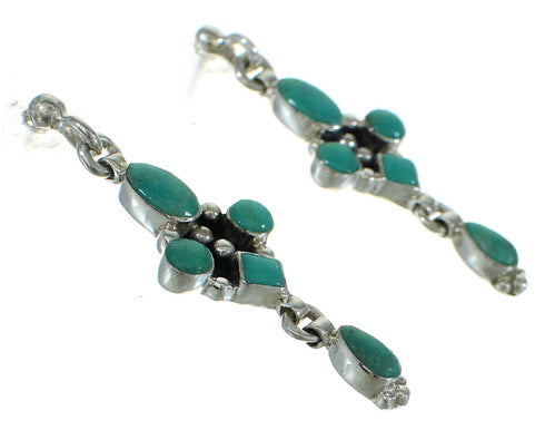 Silver Turquoise Post Dangle Earrings AX71523