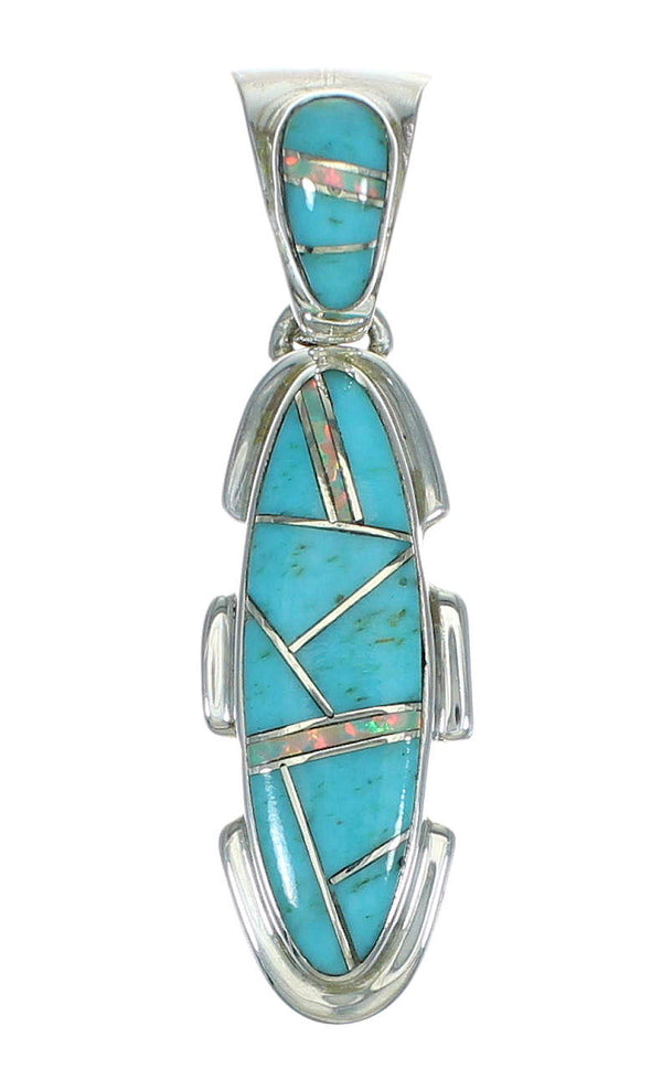 Sterling Silver Turquoise And Opal Southwestern Pendant YX68207