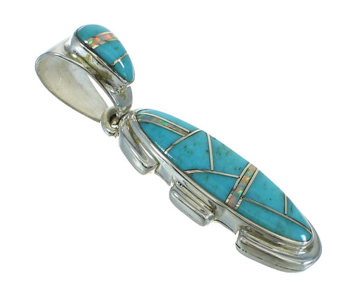 Sterling Silver Turquoise And Opal Southwestern Pendant YX68207