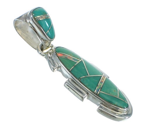 Genuine Sterling Silver Turquoise And Opal Southwestern Pendant YX68211