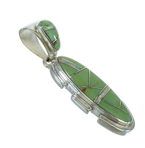 Genuine Sterling Silver Turquoise And Opal Southwestern Slide Pendant YX68213