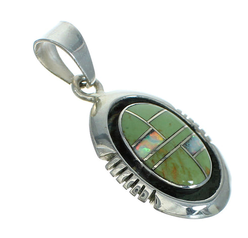 Authentic Sterling Silver Turquoise And Opal Southwestern Slide Pendant YX68218