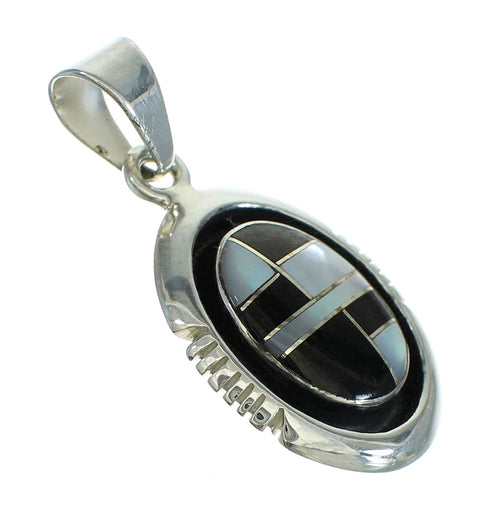 Southwest Sterling Silver Jet And Mother Of Pearl Pendant YX68229
