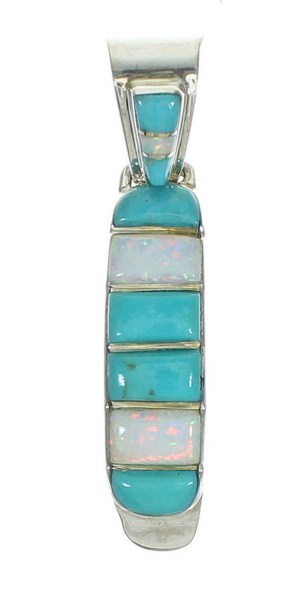 Southwestern Genuine Sterling Silver Turquoise And Opal Pendant YX68246