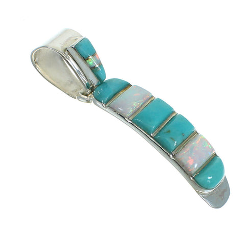 Southwestern Genuine Sterling Silver Turquoise And Opal Pendant YX68246