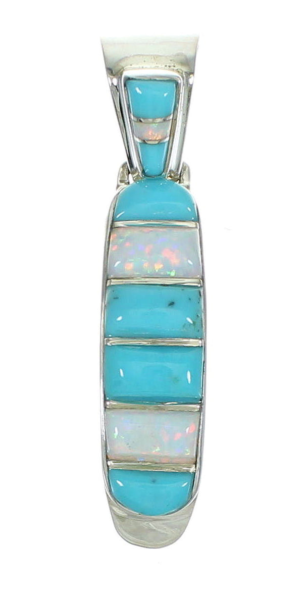 Southwest Authentic Sterling Silver Turquoise And Opal Pendant YX68249