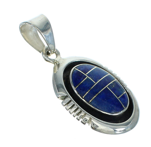 Southwest Sterling Silver And Lapis Inlay Slide Pendant YX68278