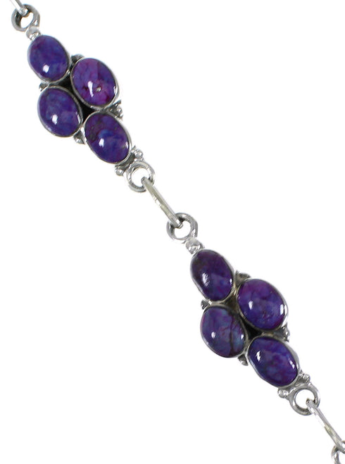 Southwest Magenta Turquoise Sterling Silver Link Bracelet RX70245