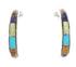 Silver Multicolor Southwestern Post Hoop Earrings YX71327