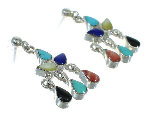 Silver Multicolor Southwest Post Dangle Earrings YX71487