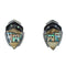 Native American Village Design Multicolor Silver Post Earrings YX71370