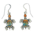 Native American Village Design Multicolor Silver Turtle Hook Dangle Earrings YX71415