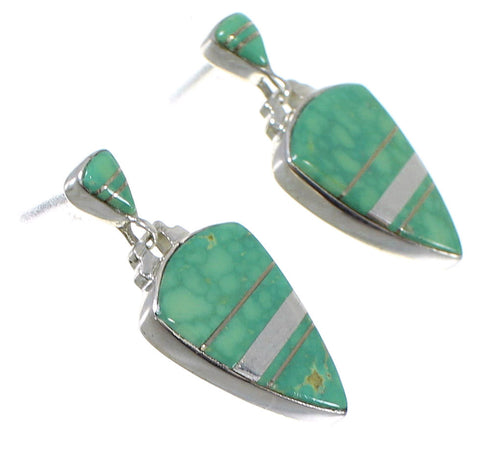 Turquoise Authentic Sterling Silver Southwestern Post Dangle Earrings RX78509