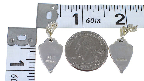 Genuine Sterling Silver Turquoise Post Dangle Earrings RX78519