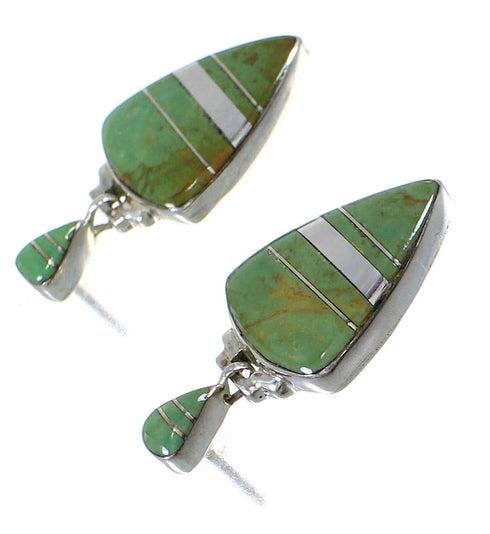 Turquoise Genuine Sterling Silver Post Dangle Earrings RX78538