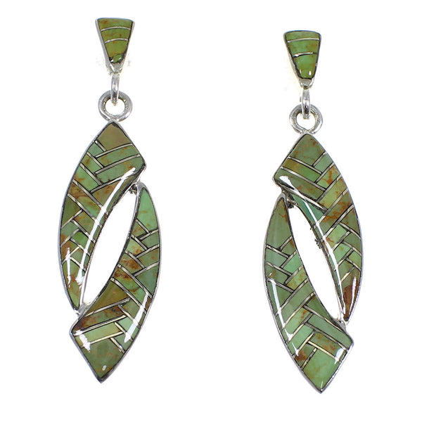 Genuine Sterling Silver Southwest Turquoise Post Dangle Earrings RX78629