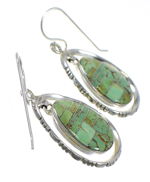 Authentic Sterling Silver And Turquoise Hook Dangle Earrings RX78690