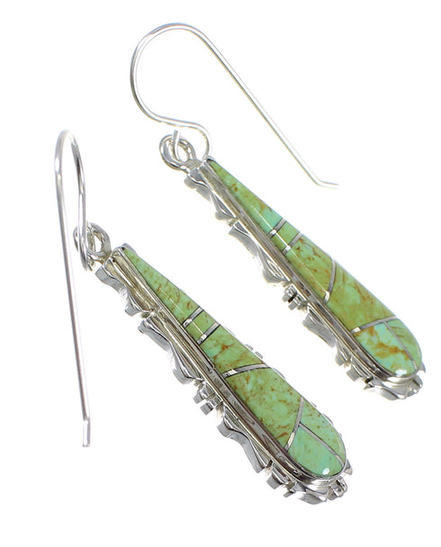Authentic Sterling Silver And Turquoise Hook Dangle Earrings RX78714