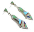 Sterling Silver Multicolor Inlay Post Dangle Earrings RX82082