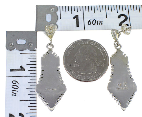 Sterling Silver Multicolor Inlay Post Dangle Earrings RX82082