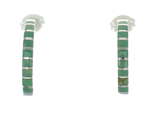 Turquoise Sterling Silver Southwest Post Hoop Earrings RX70859