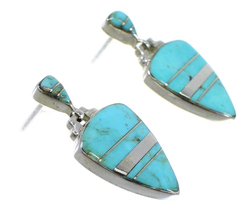 Turquoise And Silver Southwest Post Dangle Earrings YX79767
