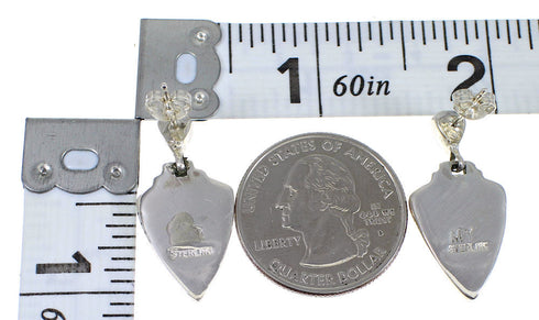 Turquoise And Silver Southwest Post Dangle Earrings YX79767