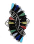 Southwest Needlepoint Multicolor Sterling Silver Ring Size 4-3/4 WX82020