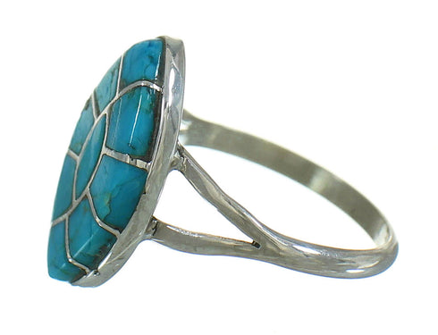 Southwest Turquoise Inlay And Genuine Sterling Silver Ring Size 7-1/4 WX79771