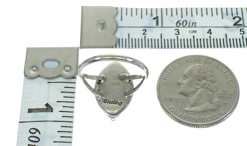 Southwest Turquoise Inlay And Genuine Sterling Silver Ring Size 7-1/4 WX79771