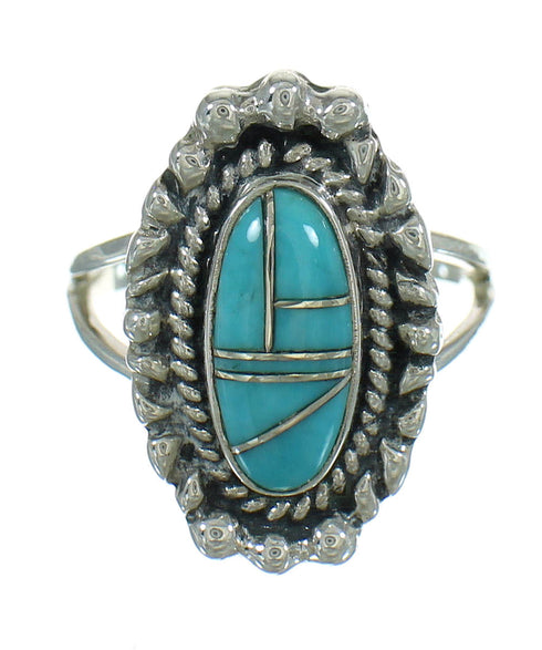 Turquoise And Silver Southwestern Ring Size 5-1/4 WX79837