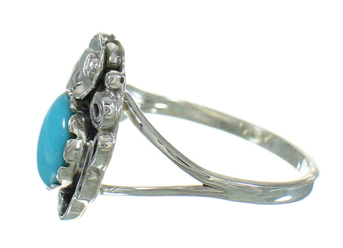 Turquoise And Sterling Silver Flower Southwest Ring Size 6-3/4 WX79843