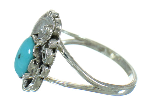Sterling Silver And Turquoise Flower Southwest Ring Size 6-3/4 WX79847