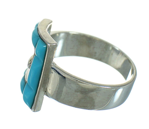 Southwestern Turquoise And Sterling Silver Belt Ring Size 6-3/4 WX79853
