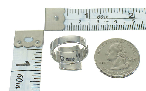 Southwestern Turquoise And Sterling Silver Belt Ring Size 6-3/4 WX79853