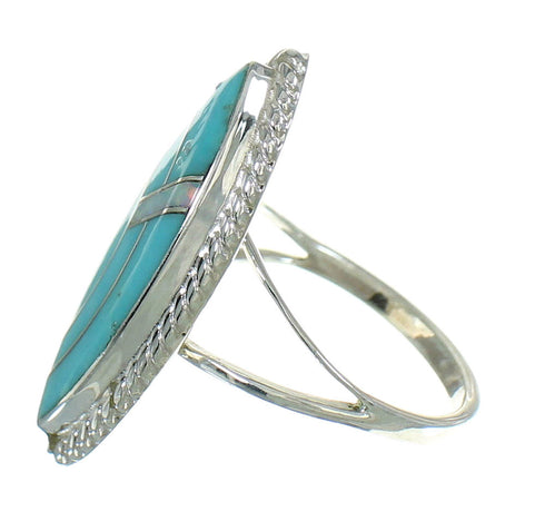 Turquoise And Opal Sterling Silver Southwest Ring Size 7 YX80401