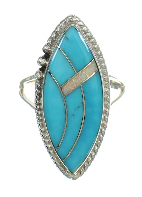 Opal Turquoise Sterling Silver Southwestern Ring Size 6-1/2 YX80434