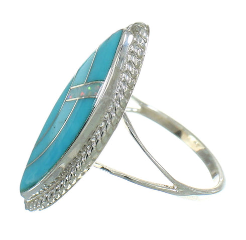 Opal Turquoise Sterling Silver Southwestern Ring Size 6-1/2 YX80434