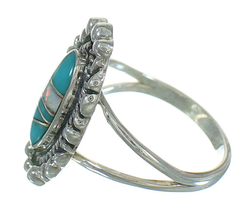 Sterling Silver Opal And Turquoise Southwestern Ring Size 4-3/4 YX80504