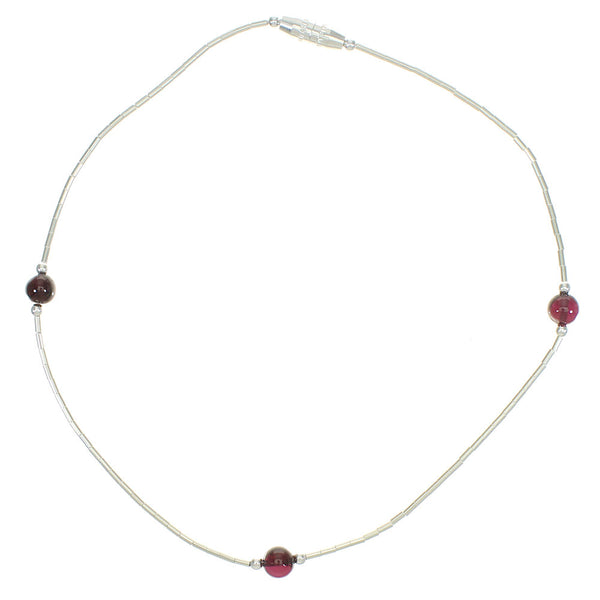 Liquid Sterling Silver And Garnet Bead Bracelet WX77848