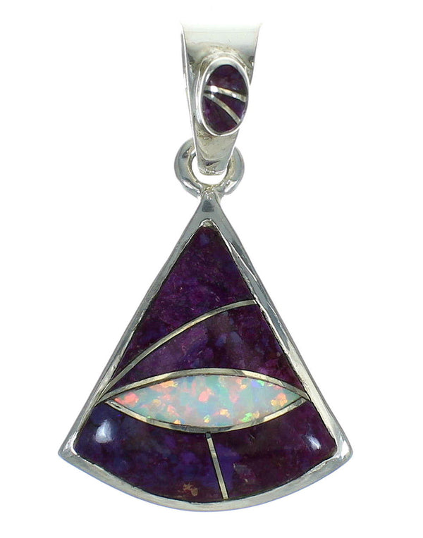 Sterling Silver Magenta Turquoise Opal Inlay Pendant RX66976