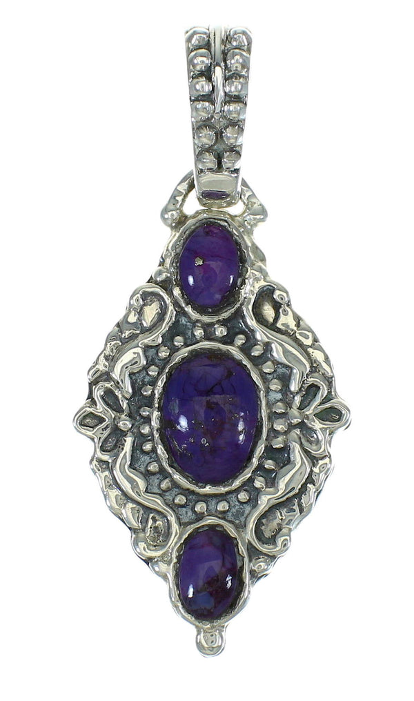 Magenta Turquoise Genuine Sterling Silver Reversible Southwest Pendant RX66984