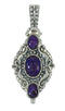Magenta Turquoise Genuine Sterling Silver Reversible Southwest Pendant RX66984