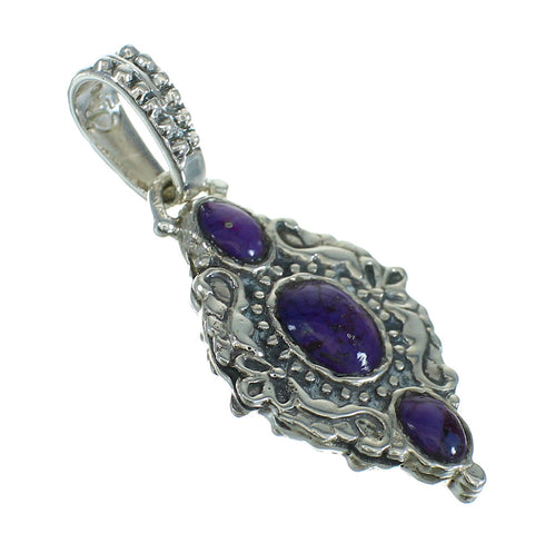 Magenta Turquoise Genuine Sterling Silver Reversible Southwest Pendant RX66984