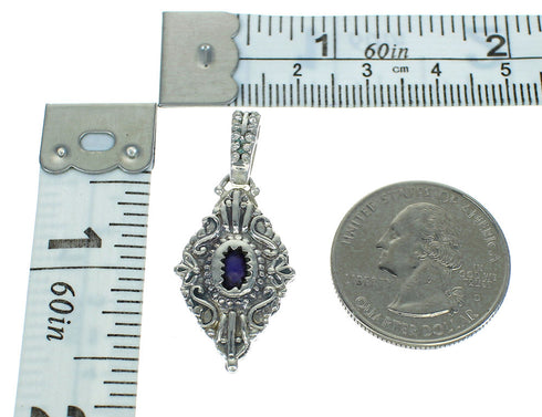 Magenta Turquoise Genuine Sterling Silver Reversible Southwest Pendant RX66984