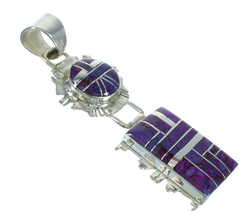 Authentic Sterling Silver Magenta Turquoise Inlay Southwest Pendant RX66987