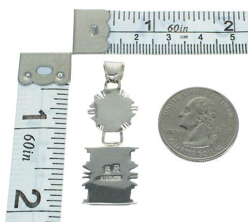 Authentic Sterling Silver Magenta Turquoise Inlay Southwest Pendant RX66987