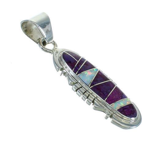 Genuine Sterling Silver Southwest Magenta Turquoise Opal Inlay Pendant RX66995